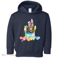 Happy Easter Cute Bunny Cat Eggs Basket Maine Coon Kitten Toddler Hoodie thumb 0