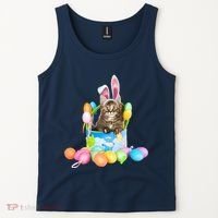 Happy Easter Cute Bunny Cat Eggs Basket Maine Coon Kitten Tank Top thumb 2