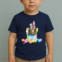 Happy Easter Cute Bunny Cat Eggs Basket Maine Coon Kitten Toddler T-Shirt thumb 2