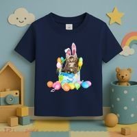 Happy Easter Cute Bunny Cat Eggs Basket Maine Coon Kitten Toddler T-Shirt thumb 3
