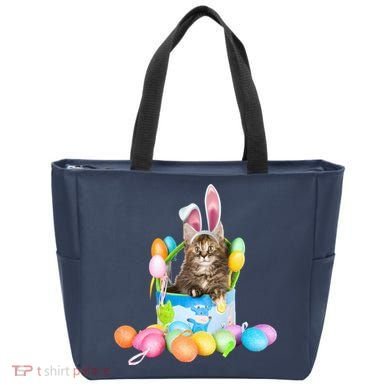 Happy Easter Cute Bunny Cat Eggs Basket Maine Coon Kitten Bag