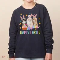 Happy Easter Cute Cat Lover Holiday Women's Sweatshirt thumb 0