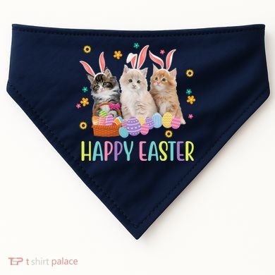 Happy Easter Cute Cat Lover Holiday USA-Made Doggie Bandana