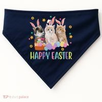 Happy Easter Cute Cat Lover Holiday USA-Made Doggie Bandana thumb 0