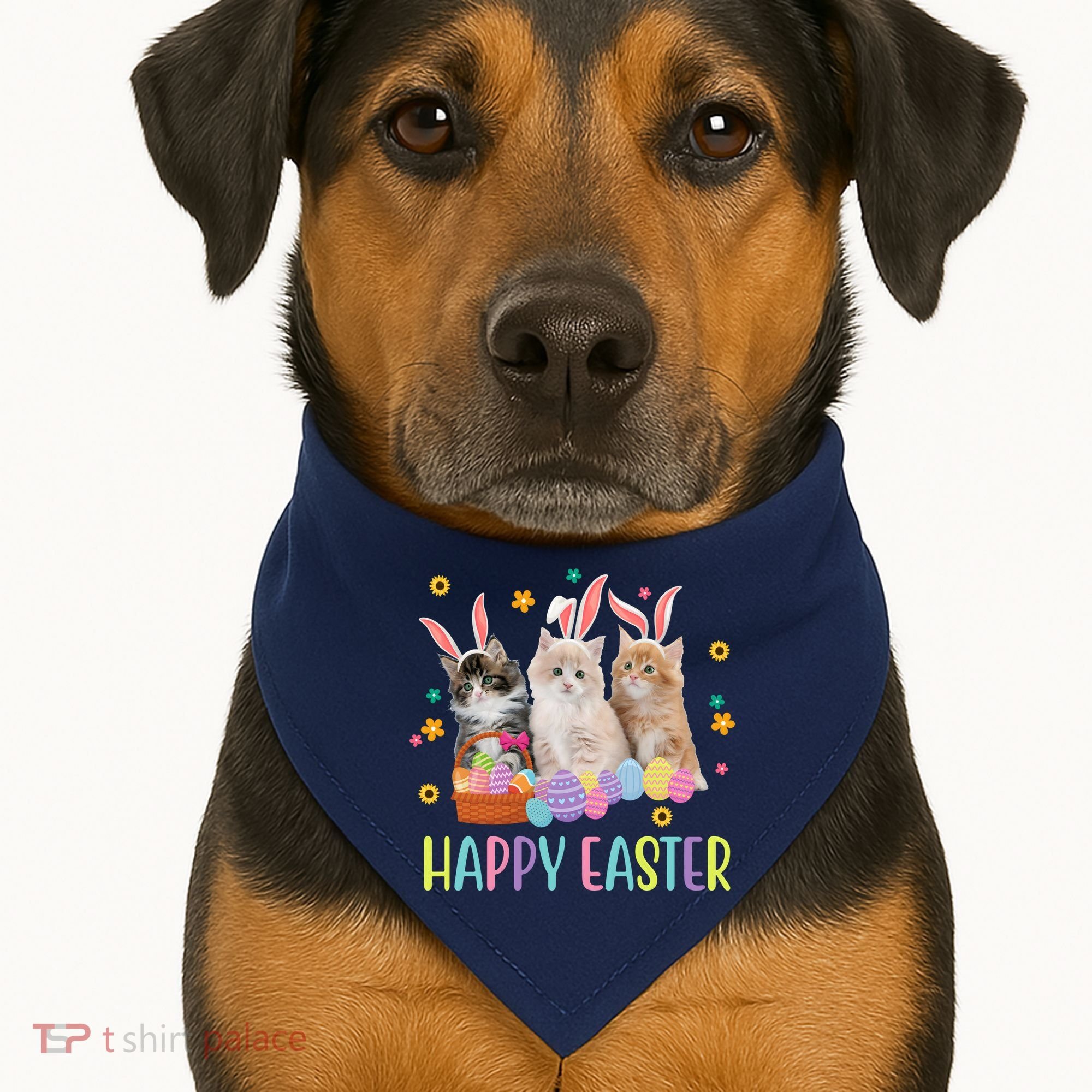 Happy Easter Cute Cat Lover Holiday USA-Made Doggie Bandana