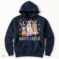 Happy Easter Cute Cat Lover Holiday Hoodie thumb 0