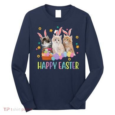 Happy Easter Cute Cat Lover Holiday Long Sleeve Shirt