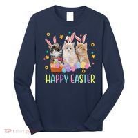 Happy Easter Cute Cat Lover Holiday Long Sleeve Shirt thumb 0