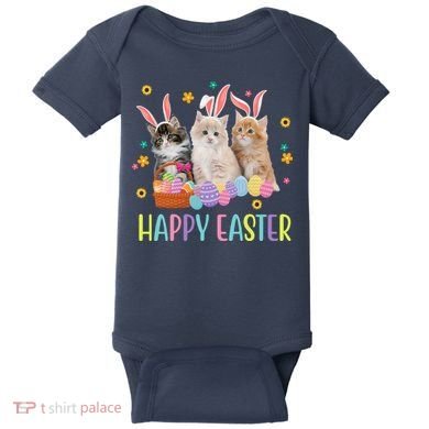 Happy Easter Cute Cat Lover Holiday Baby Bodysuit