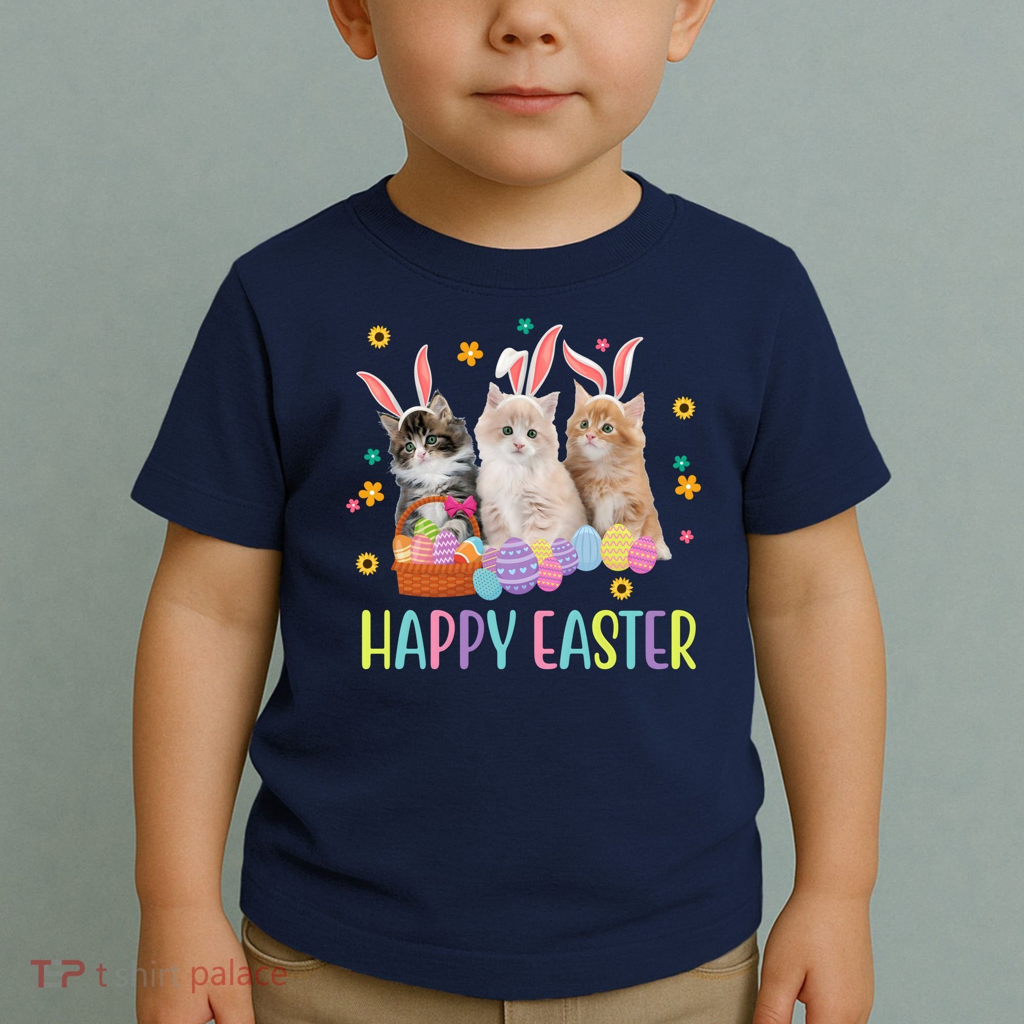 Happy Easter Cute Cat Lover Holiday Toddler T-Shirt