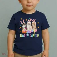 Happy Easter Cute Cat Lover Holiday Toddler T-Shirt thumb 2