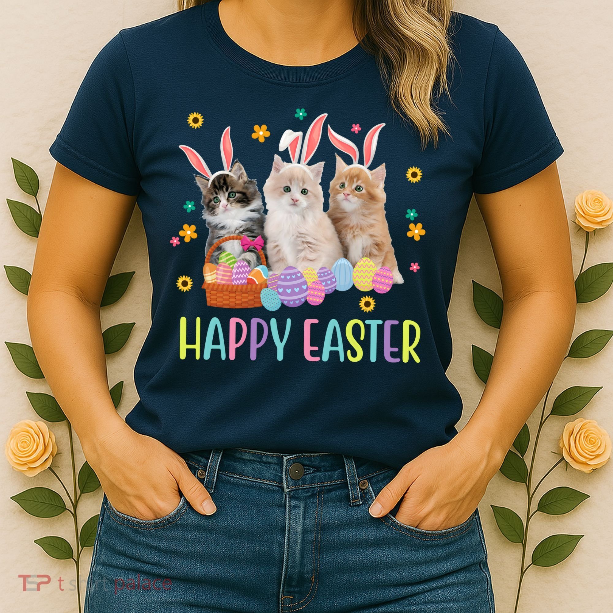 Happy Easter Cute Cat Lover Holiday Women's T-Shirt