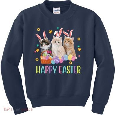 Happy Easter Cute Cat Lover Holiday Kids Sweatshirt