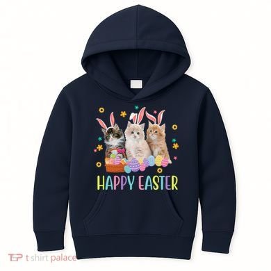 Happy Easter Cute Cat Lover Holiday Kids Hoodie