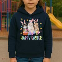 Happy Easter Cute Cat Lover Holiday Kids Hoodie thumb 3
