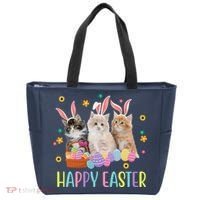 Happy Easter Cute Cat Lover Holiday Tote Bag thumb 0