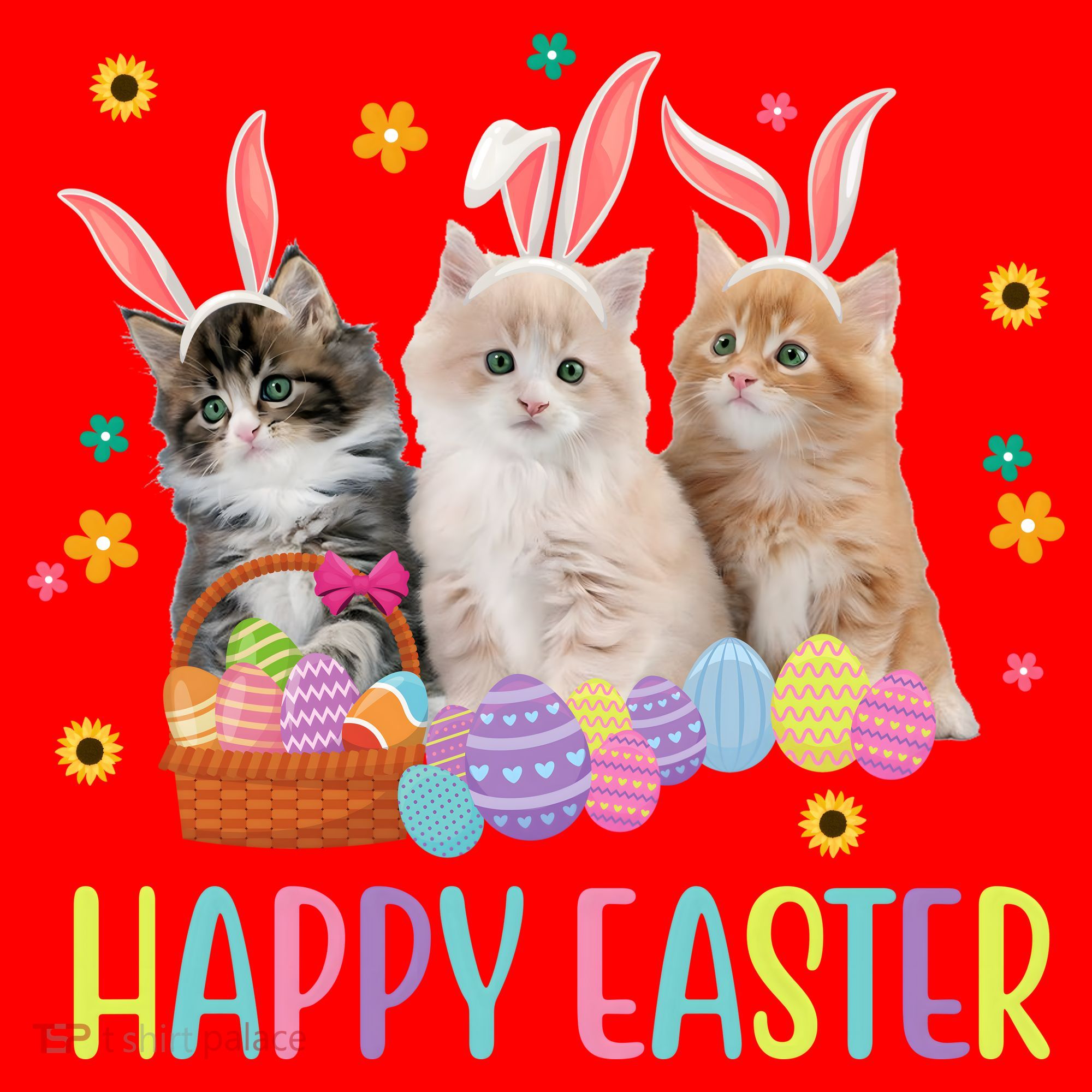 Happy Easter Cute Cat Lover Holiday Santa Hat