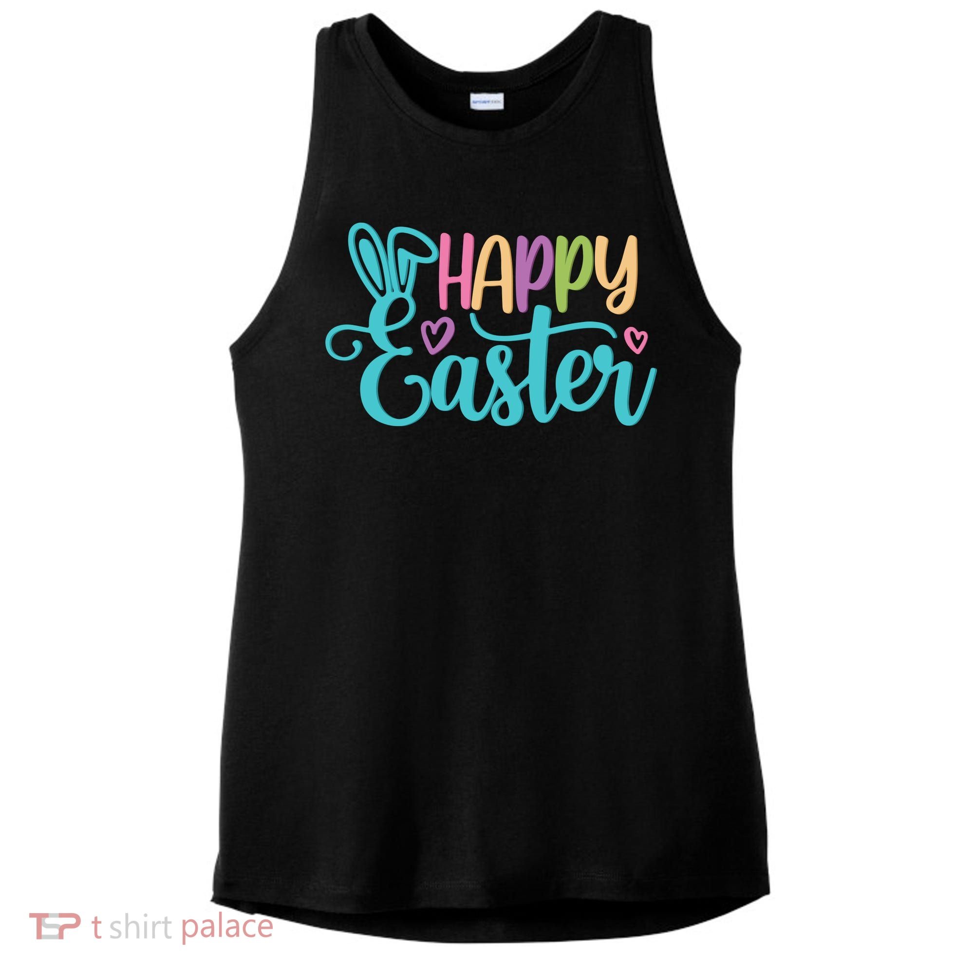 Happy Easter Cute Holiday Ladies PosiCharge Tri-Blend Wicking Tank
