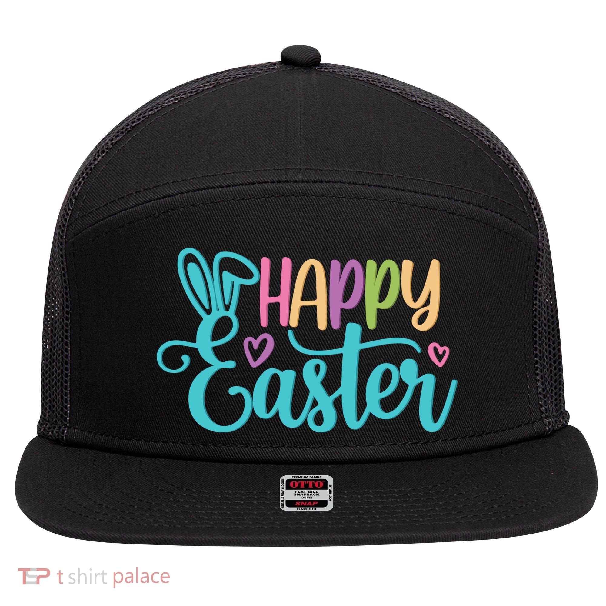 Happy Easter Cute Holiday 7 Panel Mesh Trucker Snapback Hat
