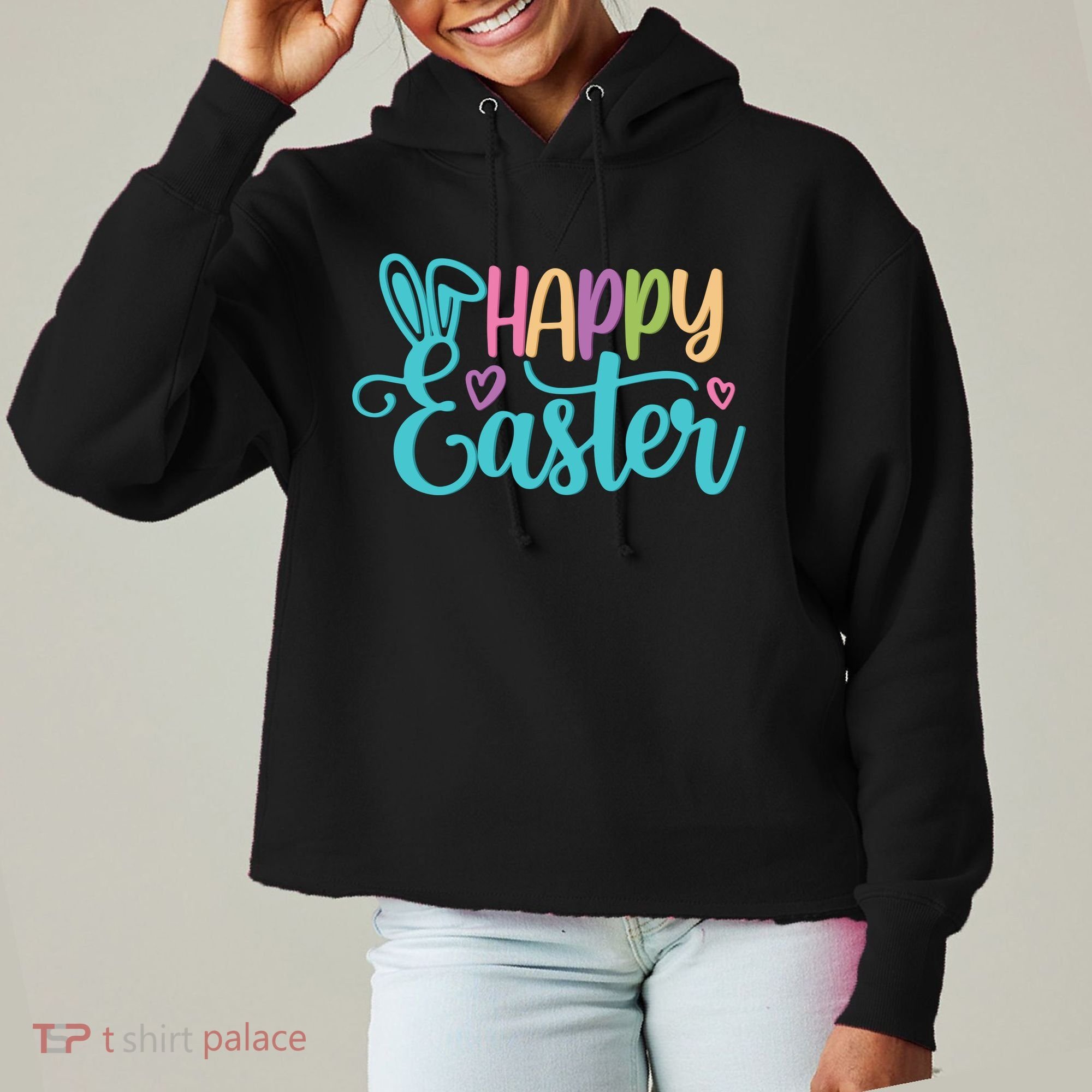 Happy Easter Cute Holiday Ladies Heavyweight Boxy Pullover Hoodie