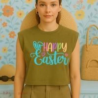 Happy Easter Cute Holiday Garment-Dyed Women's Muscle Tee thumb 4