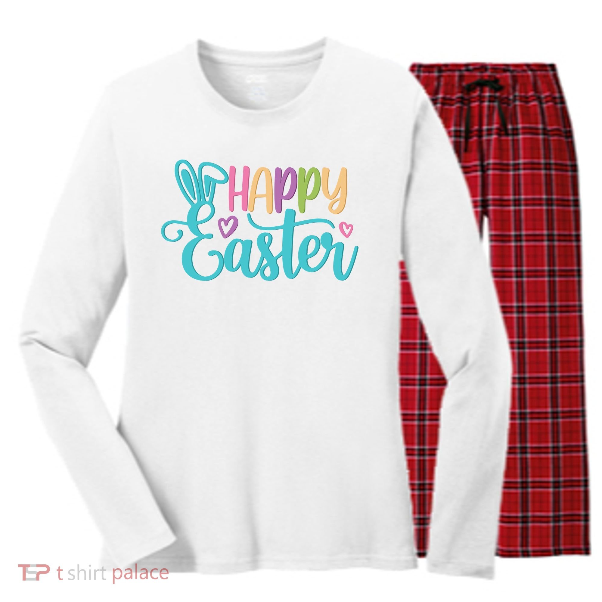 Happy Easter Cute Holiday Women's Long Sleeve Flannel Pajama Set 