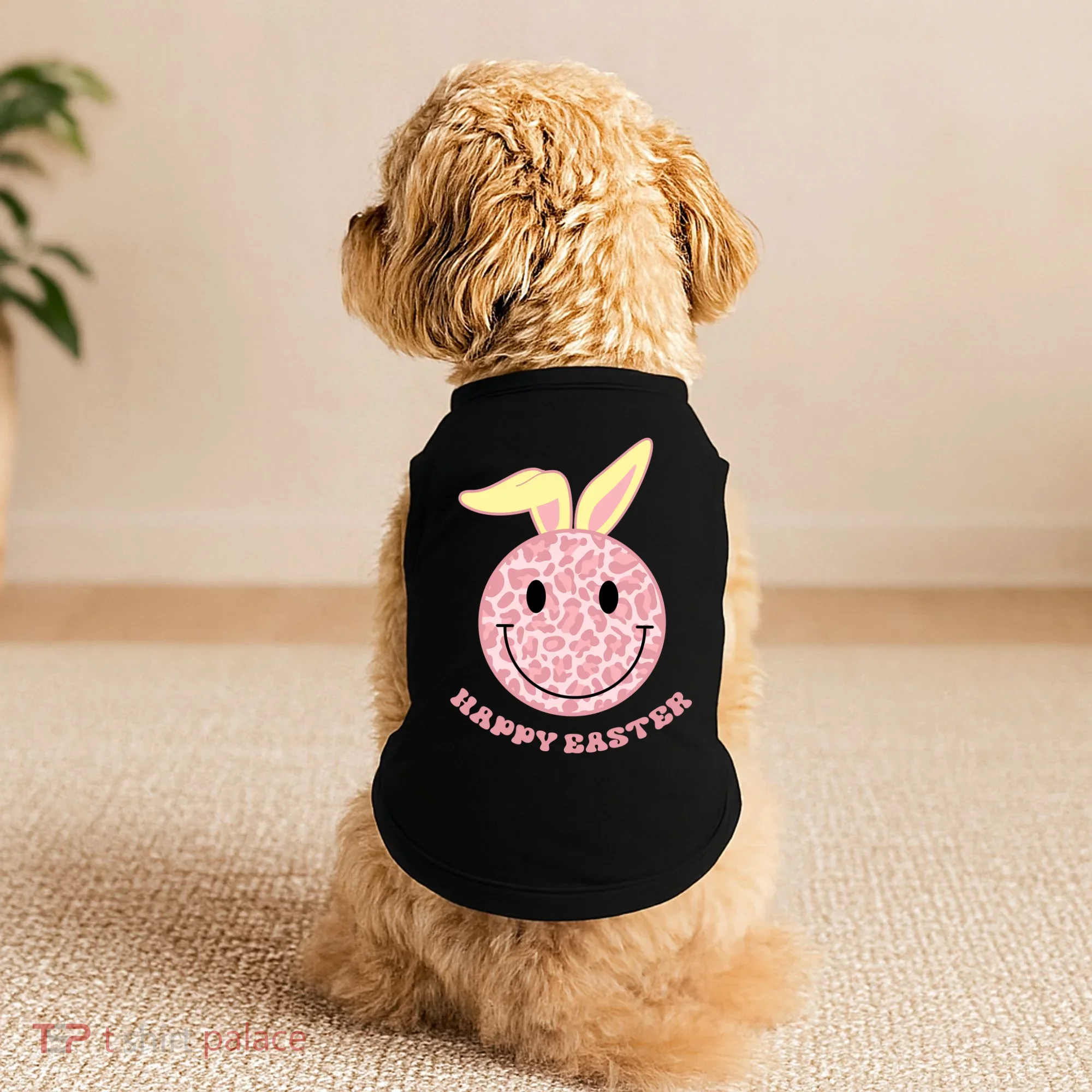 Happy Easter Cute Smile Face Pink Patterns Doggie Tank