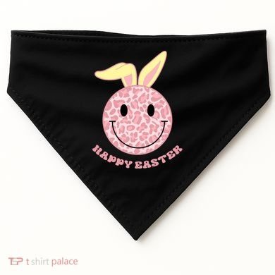 Happy Easter Cute Smile Face Pink Patterns USA-Made Doggie Bandana