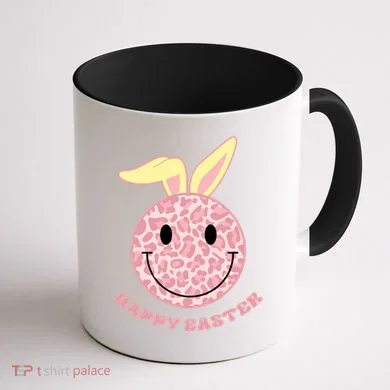 Happy Easter Cute Smile Face Pink Patterns Coffee Mug back