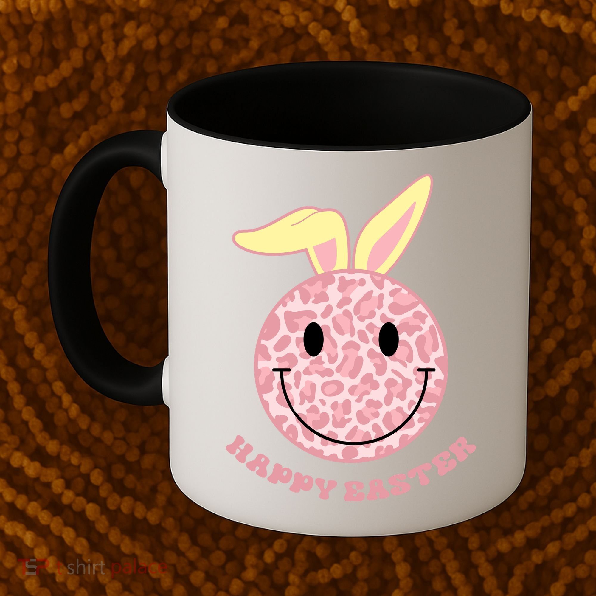 Happy Easter Cute Smile Face Pink Patterns Coffee Mug