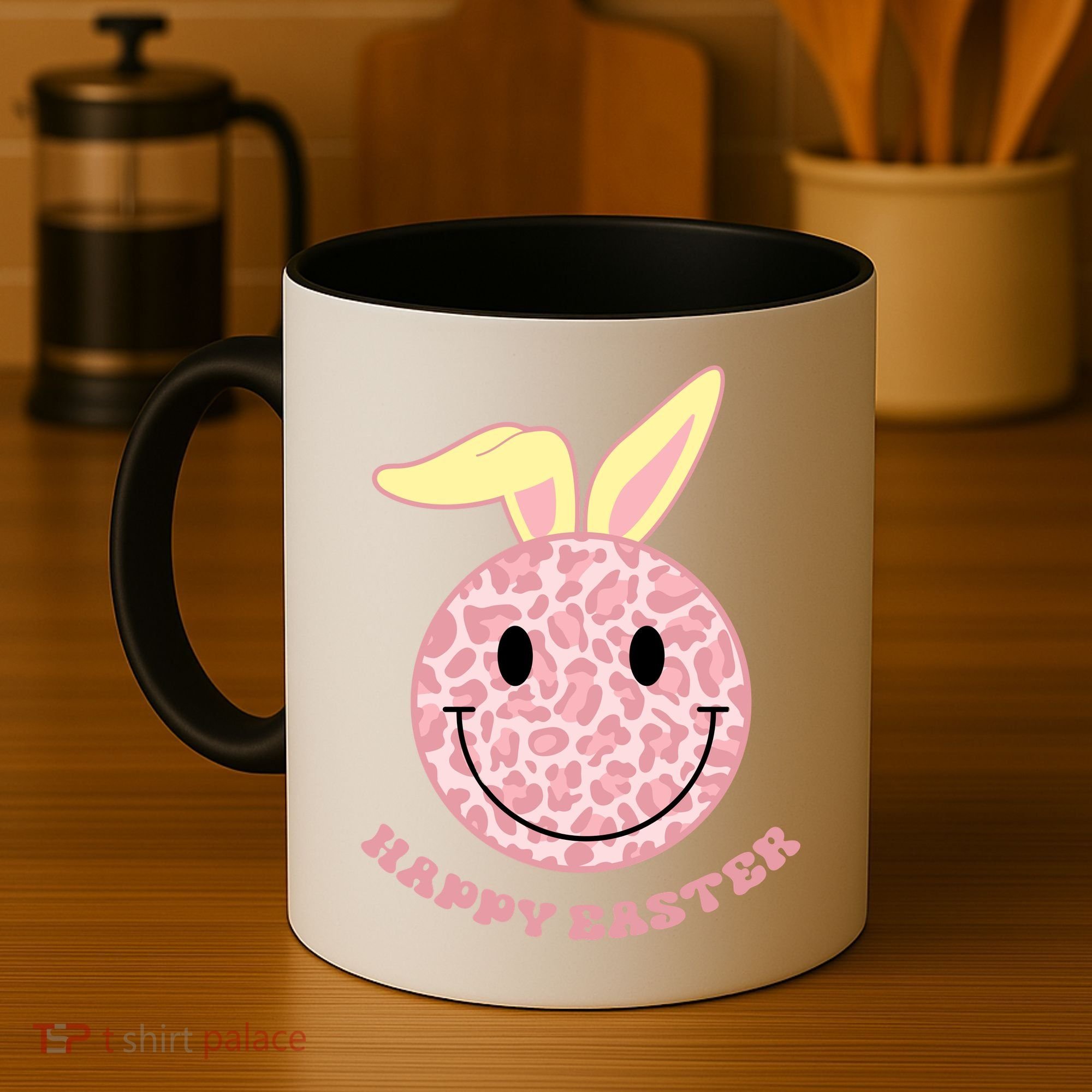 Happy Easter Cute Smile Face Pink Patterns Coffee Mug