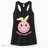 Happy Easter Cute Smile Face Pink Patterns Women's Tank Top thumb 0