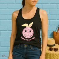 Happy Easter Cute Smile Face Pink Patterns Women's Tank Top thumb 2