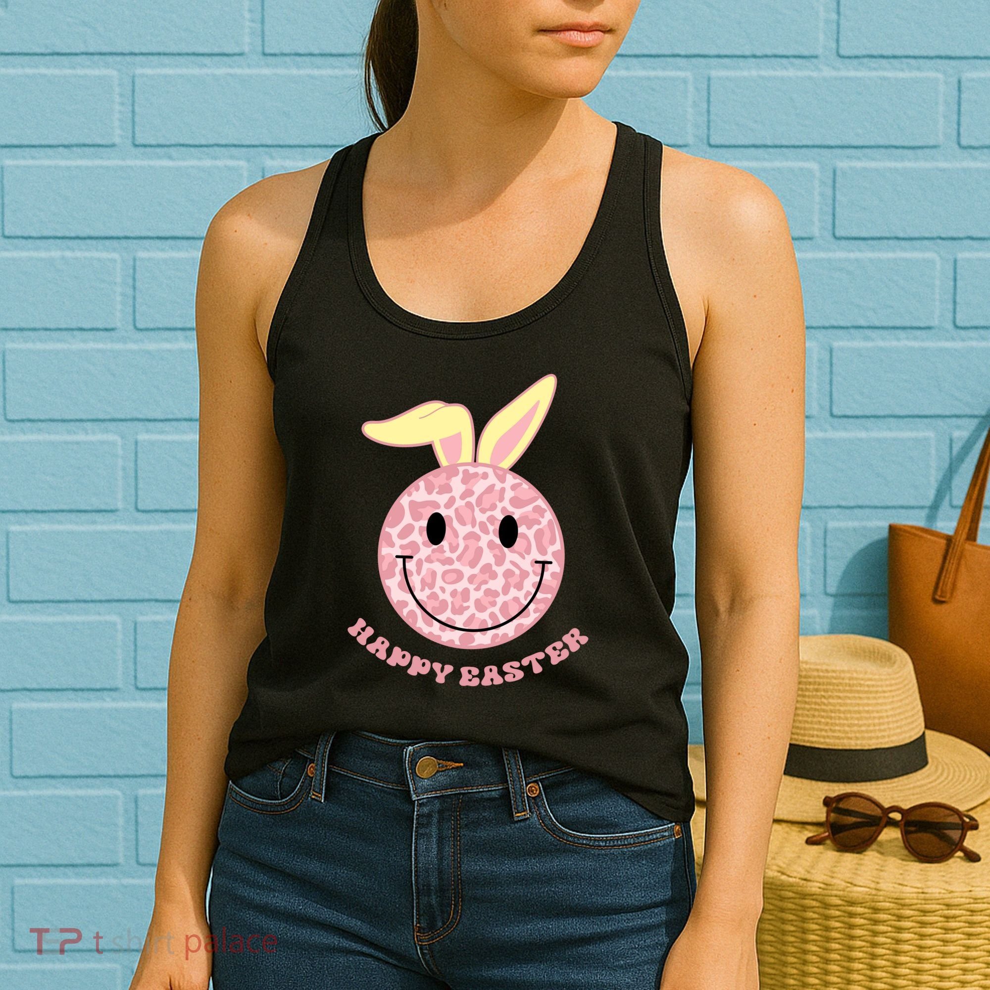 Happy Easter Cute Smile Face Pink Patterns Women's Tank Top