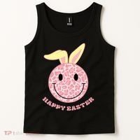 Happy Easter Cute Smile Face Pink Patterns Tank Top thumb 2