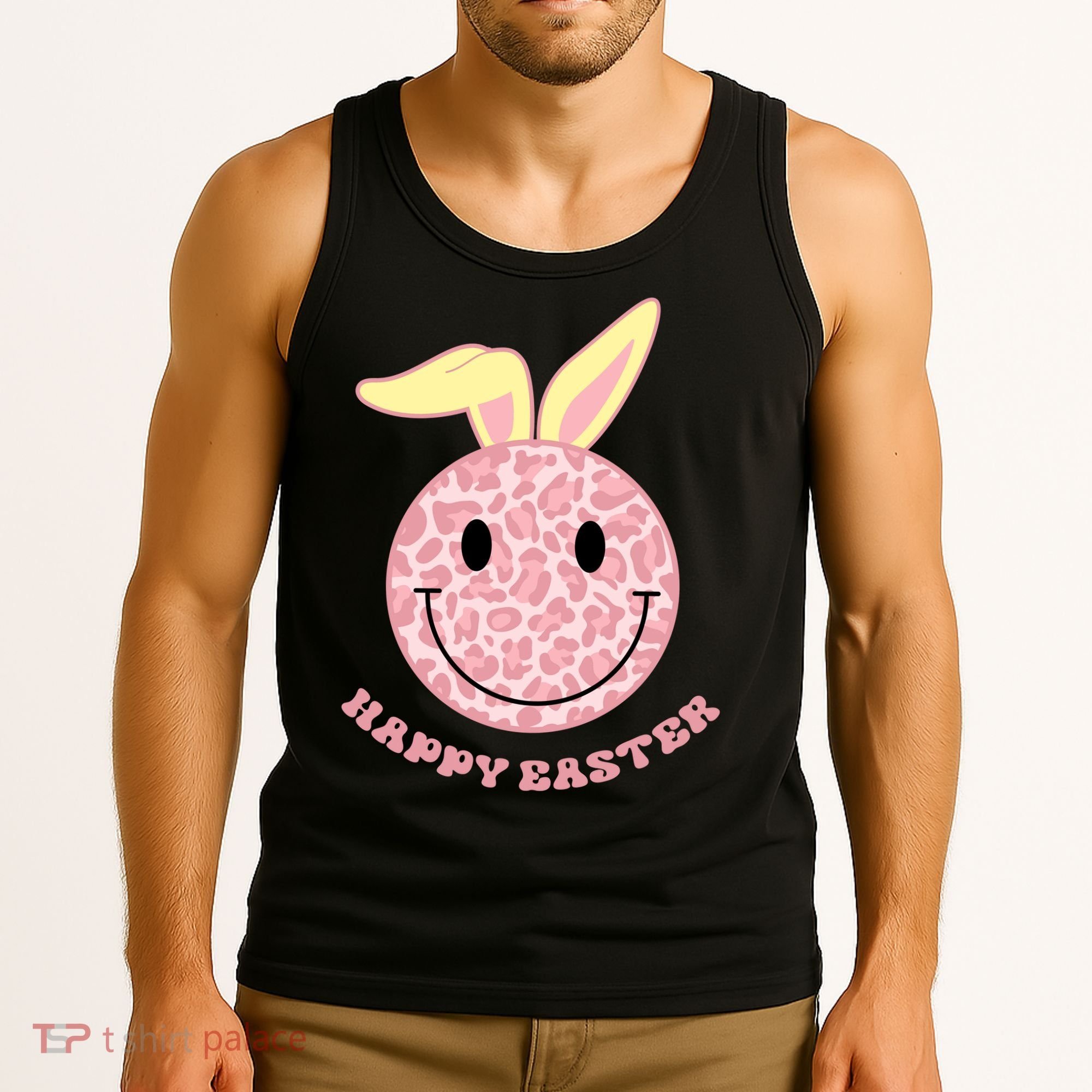 Happy Easter Cute Smile Face Pink Patterns Tank Top
