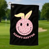 Happy Easter Cute Smile Face Pink Patterns Golf Towel thumb 1