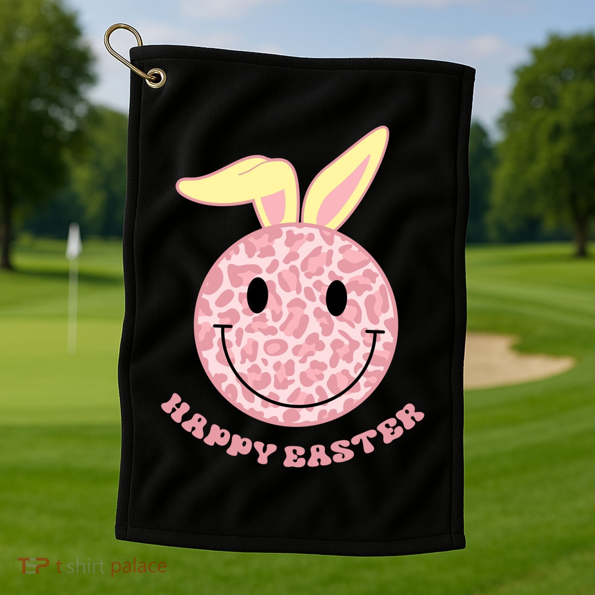 Happy Easter Cute Smile Face Pink Patterns Golf Towel