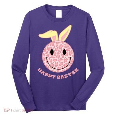 Happy Easter Cute Smile Face Pink Patterns Long Sleeve Shirt