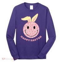 Happy Easter Cute Smile Face Pink Patterns Long Sleeve Shirt thumb 0