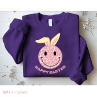 Happy Easter Cute Smile Face Pink Patterns Sweatshirt thumb 2
