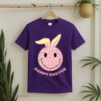 Happy Easter Cute Smile Face Pink Patterns T-Shirt thumb 2