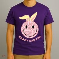 Happy Easter Cute Smile Face Pink Patterns T-Shirt thumb 3