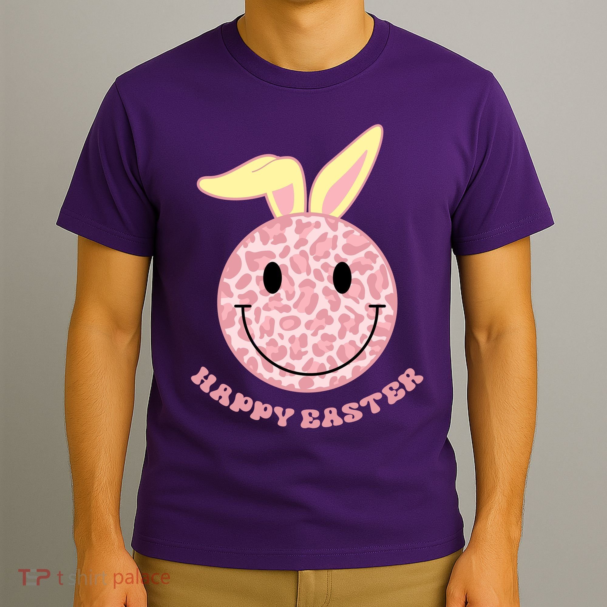 Happy Easter Cute Smile Face Pink Patterns T-Shirt