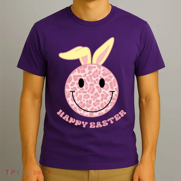 Happy Easter Cute Smile Face Pink Patterns T-Shirt
