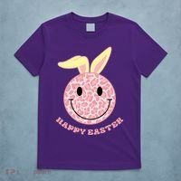 Happy Easter Cute Smile Face Pink Patterns T-Shirt thumb 5