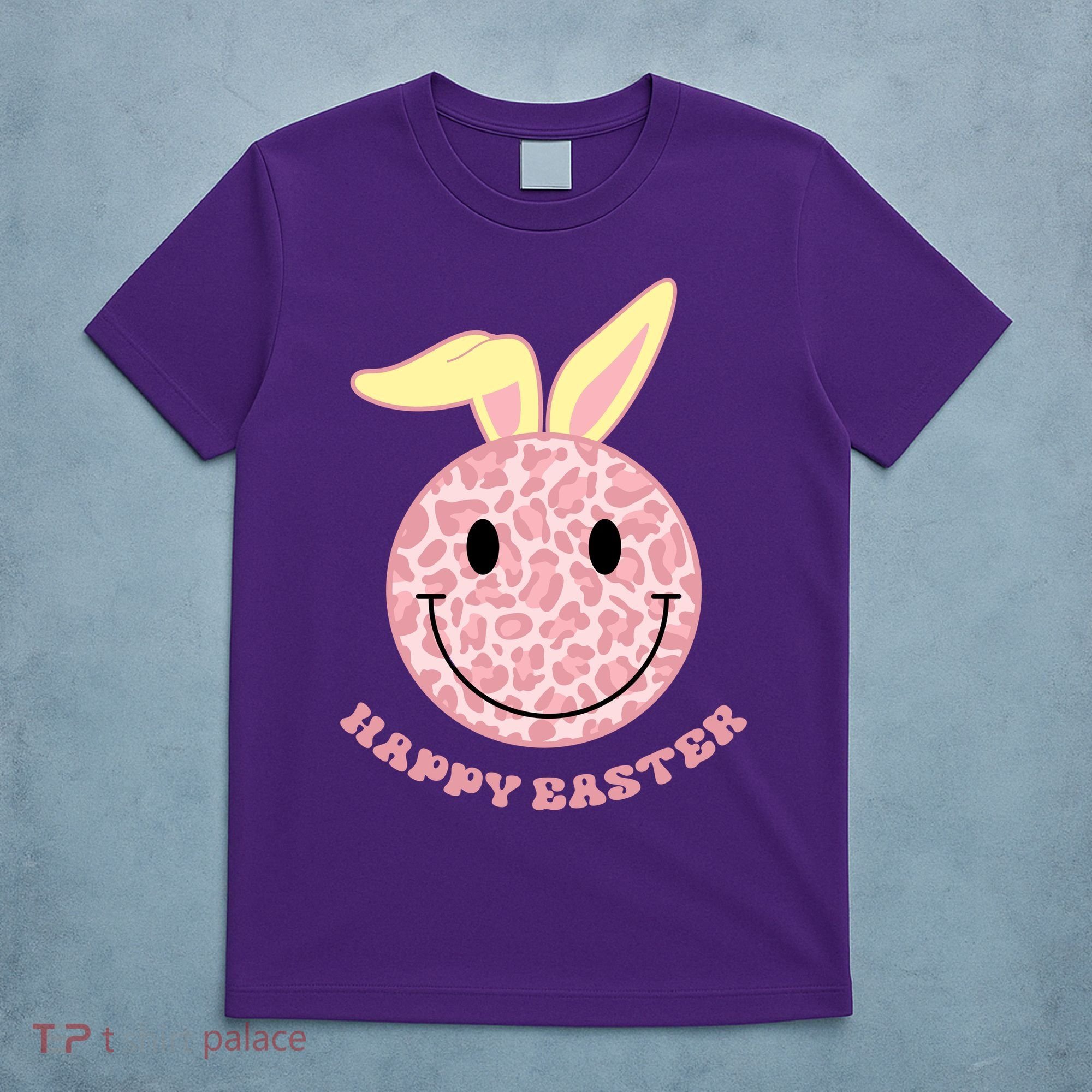 Happy Easter Cute Smile Face Pink Patterns T-Shirt