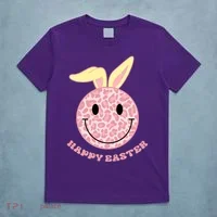 Happy Easter Cute Smile Face Pink Patterns T-Shirt thumb 5