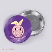 Happy Easter Cute Smile Face Pink Patterns Button thumb 0