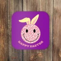 Happy Easter Cute Smile Face Pink Patterns Coaster thumb 0